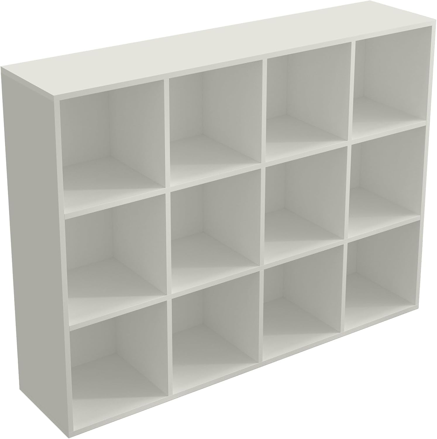 6-Cube Storage Shelf Bookcase - Wooden 3-Tier Floor Standing Open Bookshelf for Home and Office, Display Cabinet, Warm White