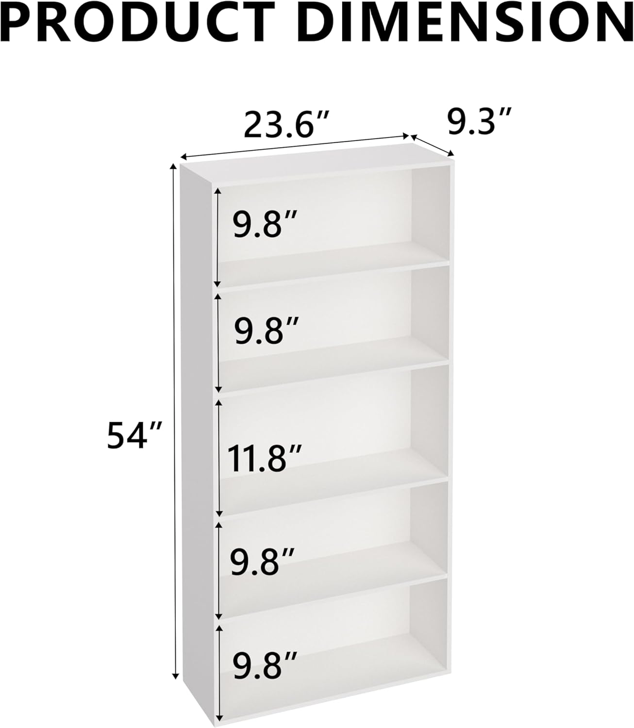 5 Tier Book Shelf,Wooden 5 Cube Storage Organizer, 54 Inch Versatile Cubes Shelf and Cubby Unit for Any Space (White, 5 Cube-W(23.6inch)