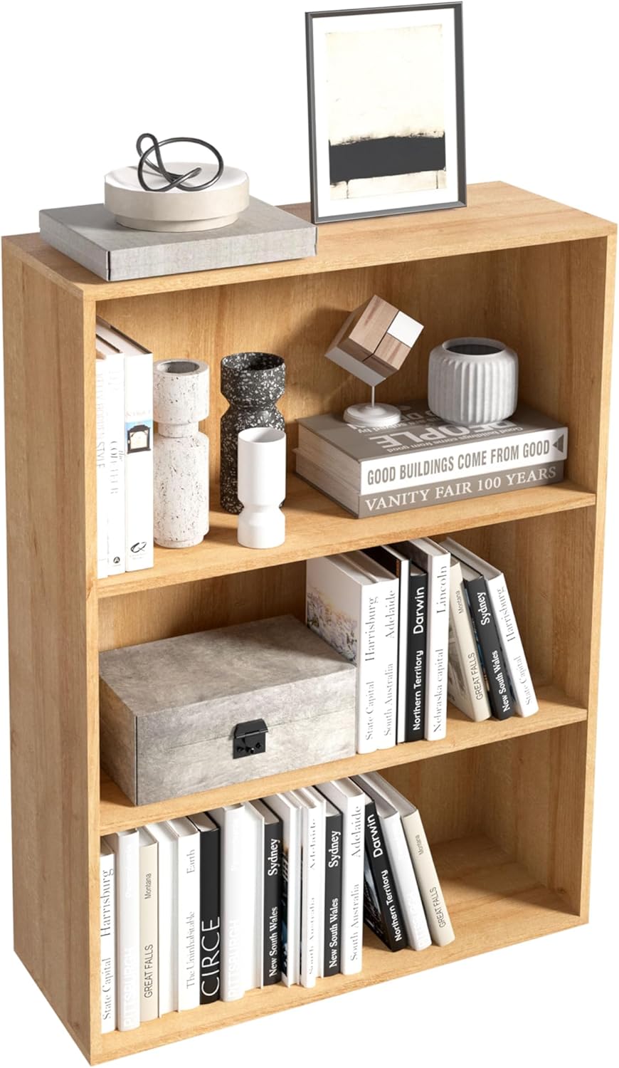 5 Tier Book Shelf,Wooden 5 Cube Storage Organizer, 54 Inch Versatile Cubes Shelf and Cubby Unit for Any Space (White, 5 Cube-W(23.6inch)