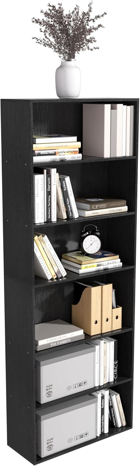 5 Tier Book Shelf,Wooden 5 Cube Storage Organizer, 54 Inch Versatile Cubes Shelf and Cubby Unit for Any Space (White, 5 Cube-W(23.6inch)