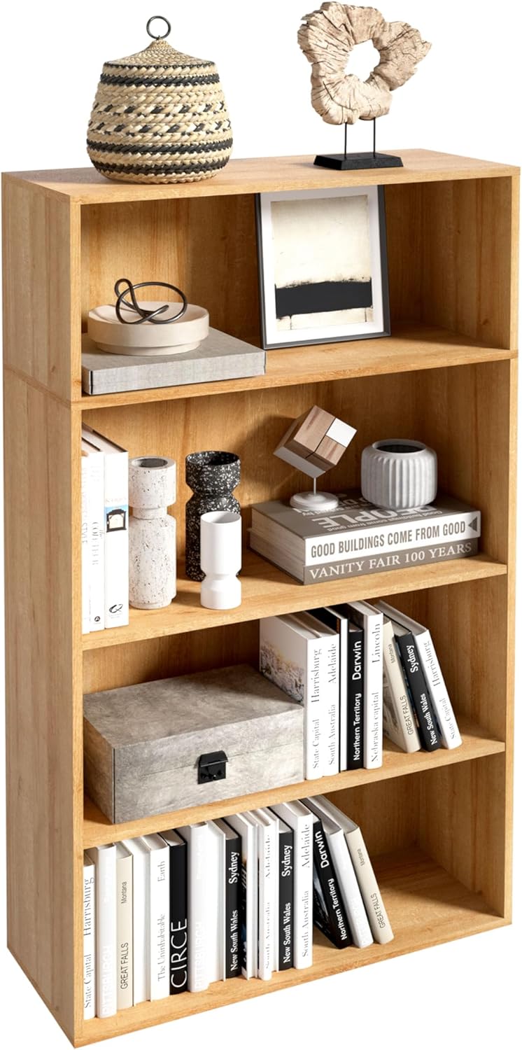 5 Tier Book Shelf,Wooden 5 Cube Storage Organizer, 54 Inch Versatile Cubes Shelf and Cubby Unit for Any Space (White, 5 Cube-W(23.6inch)