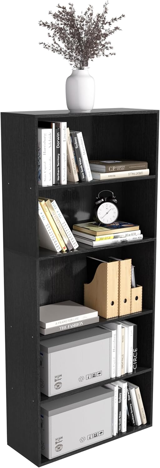 5 Tier Book Shelf,Wooden 5 Cube Storage Organizer, 54 Inch Versatile Cubes Shelf and Cubby Unit for Any Space (White, 5 Cube-W(23.6inch)