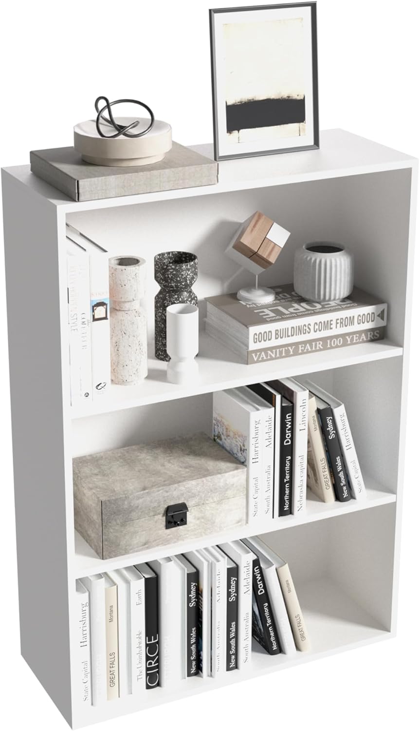 5 Tier Book Shelf,Wooden 5 Cube Storage Organizer, 54 Inch Versatile Cubes Shelf and Cubby Unit for Any Space (White, 5 Cube-W(23.6inch)