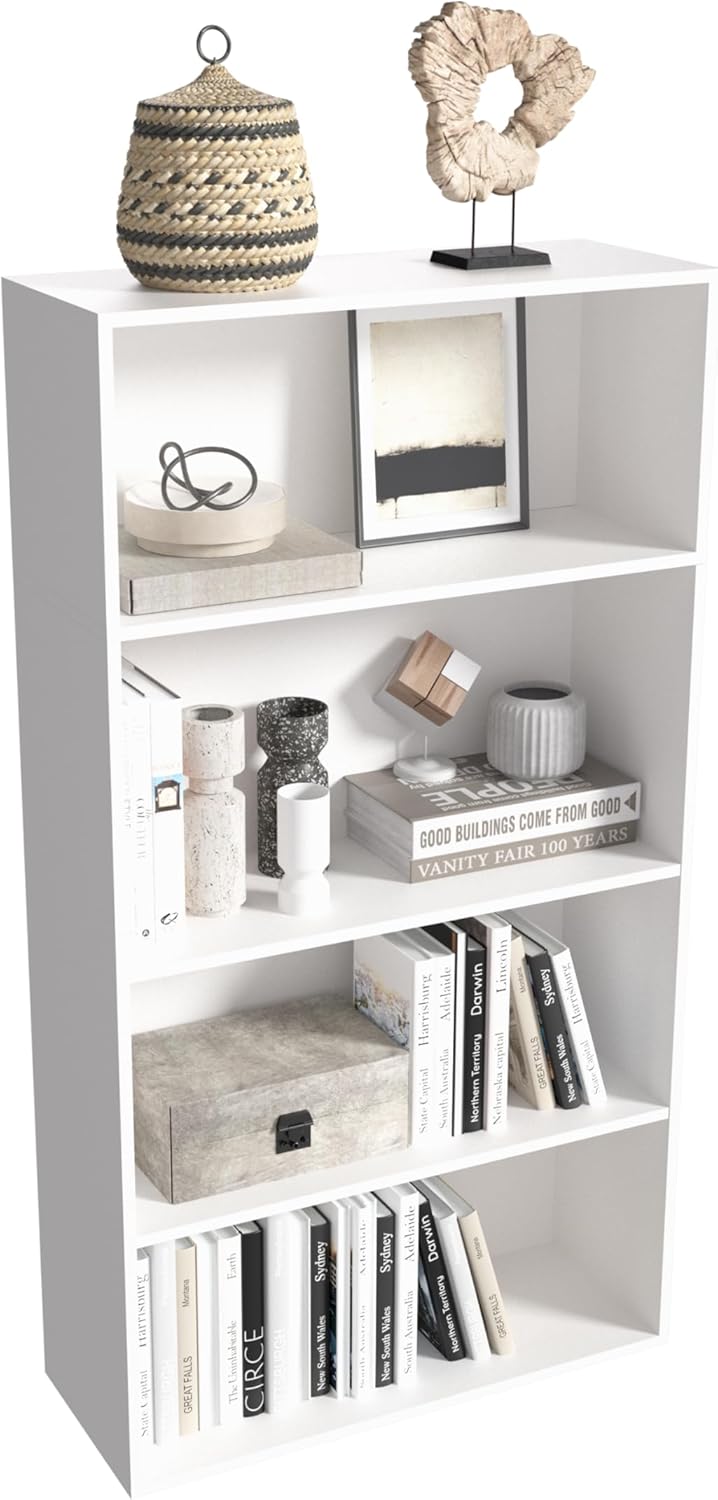 5 Tier Book Shelf,Wooden 5 Cube Storage Organizer, 54 Inch Versatile Cubes Shelf and Cubby Unit for Any Space (White, 5 Cube-W(23.6inch)