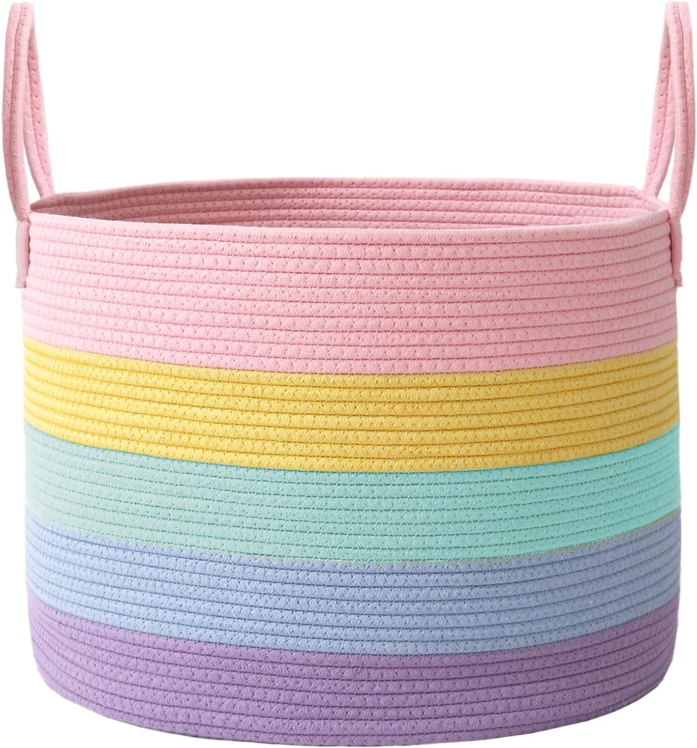 65L Extra Large Blanket Basket for Living Room - Woven Cotton Rope Laundry Hamper with Reinforced Handles - Storage Bin for Pillows, Comforters & Toys - Machine Washable,Oatmeal